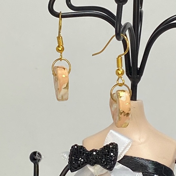 Unique Handmade Polymer Clay Heart Drop Earrings - Picture 7 of 12